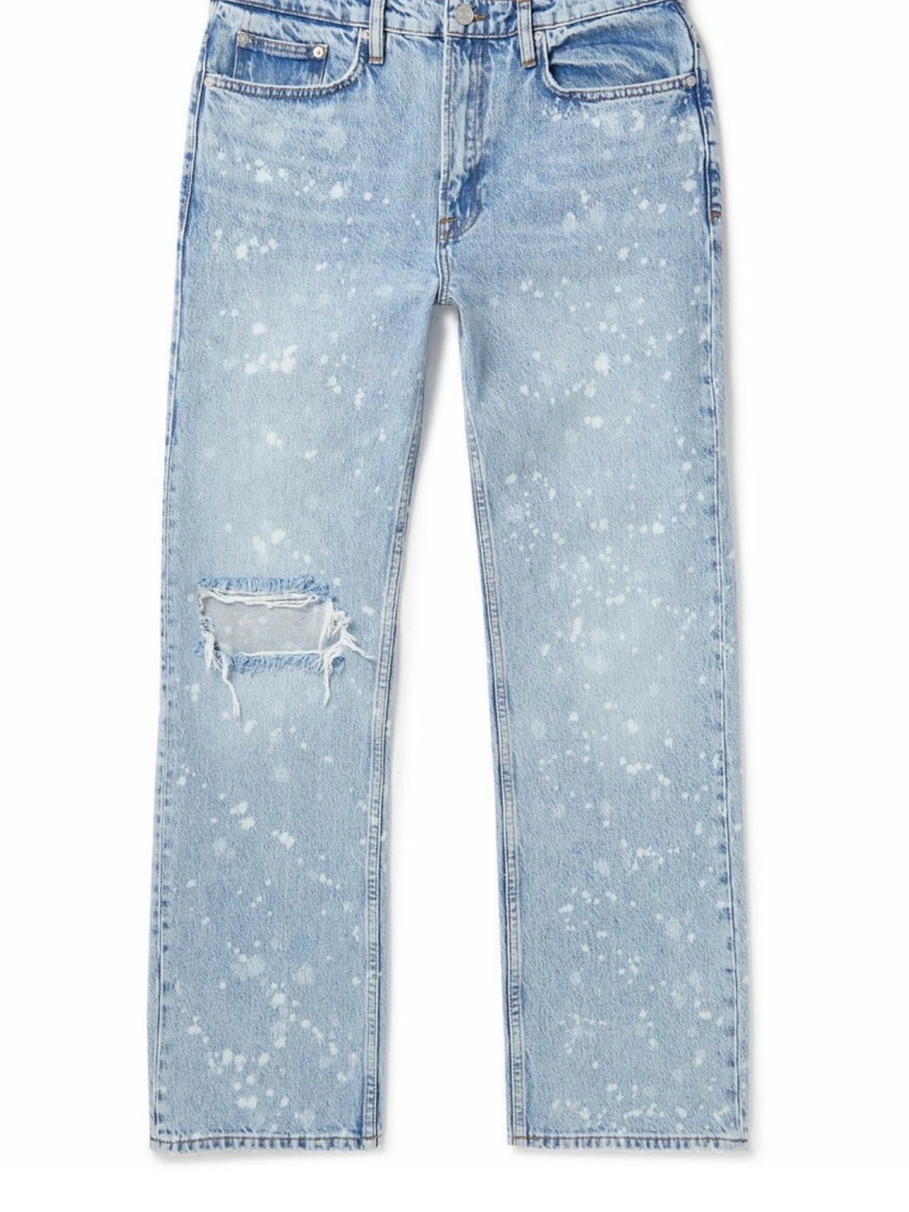 Frame Denim Light Blue Boxy Jeans with Subtle Paint design size 34
